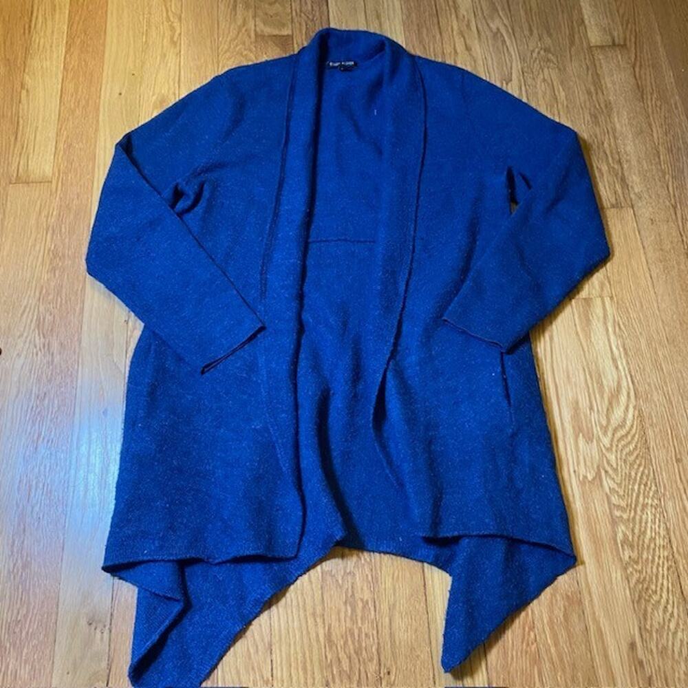 Eileen Fisher Deep Blue Open-Front Draped Cardigan